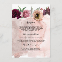 Dusty-Rose und Burgund-Hochzeitsinformationen Begleitkarte