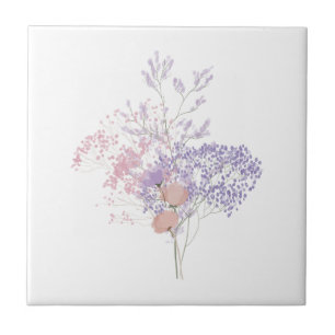Dusty Rose und Lavendel Delikate Wildblume Fliese