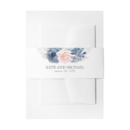 Dusty Rose und Navy Blue Floral Wedding Einladungsbanderole