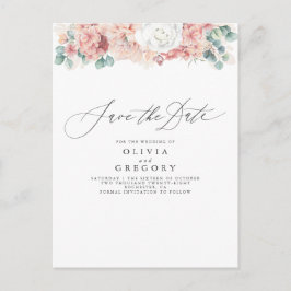 Dusty Rose und Peach Floral Save the Date Ankündigungspostkarte