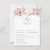 Dusty Rose und Peach Floral Wedding RSVP