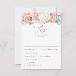 Dusty Rose und Peach Floral Wedding RSVP Karte
