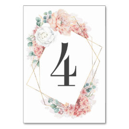Dusty Rose und Peach Floral Wedding Tischnummer
