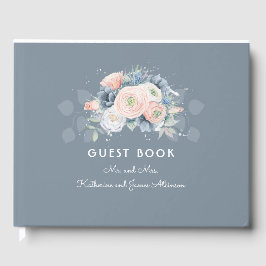 Dusty Rose und Slate Blue Floral Wedding Gästebuch