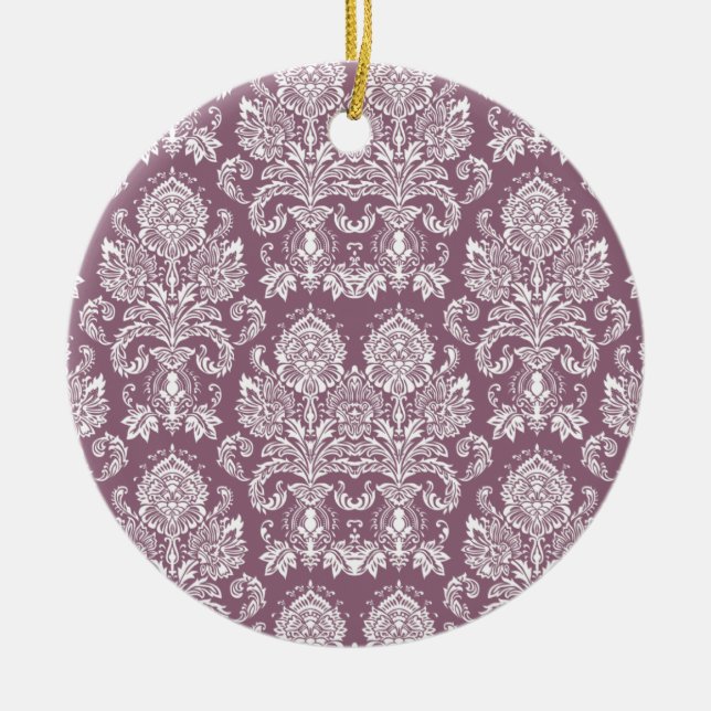 Dusty Rose Viktorianisch Damask Keramikornament (Vorne)