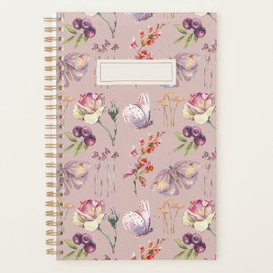 Dusty Rose Vintag Botanischer Pilzschmetterling Planer