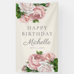 Dusty Rose Vintage Blumen Frauen Geburtstagsname  Banner