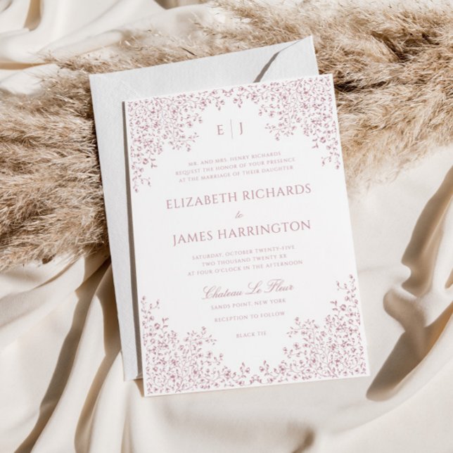 Dusty Rose Vintage Blumenstrauß Einladung (Von Creator hochgeladen)