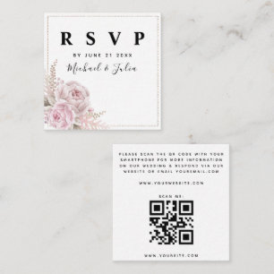 Dusty Rose Vintager floral QR Code Wedding RSVP Begleitkarte
