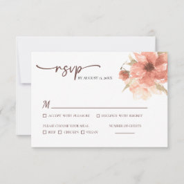 Dusty Rose Watercolor Blume Wedding RSVP Card Einladung