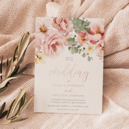 Dusty Rose Watercolor Floral Wedding Rose Gold Folieneinladung