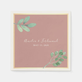 Dusty Rose Watercolor Grüne Hochzeit Napkins Serviette