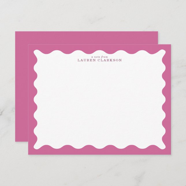 Dusty Rose Wavy Frame Note Card Einladung (Vorne/Hinten)