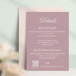 Dusty Rose Wedding Details Card Hinweiskarte