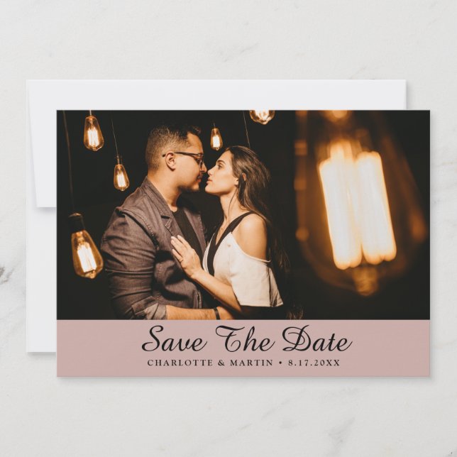 Dusty Rose Wedding Foto Speichern Sie die Datumska Save The Date (Vorderseite)