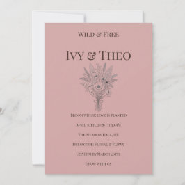 Dusty Rose Wedding Invitation Wildflower Boho Einladung