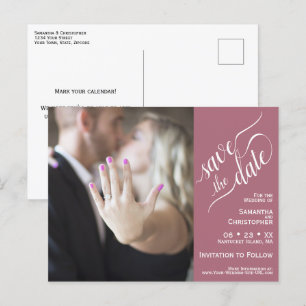 Dusty Rose Wedding Save the Date Foto Calligrafy Ankündigungspostkarte