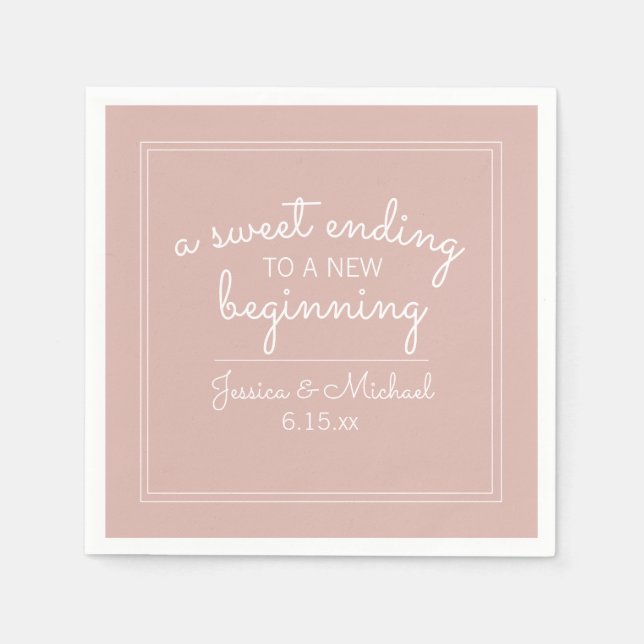 Dusty Rose Wedding Sweet Ending New Begin Serviette (Vorderseite)
