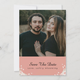 Dusty Rose Whispered Petal Modern Script photo Save The Date