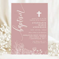 Dusty Rose White Floral Elegante Script Taufe