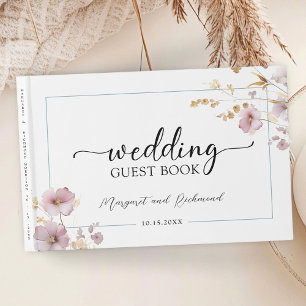 Dusty Rose Wildblume Floral Wedding Gästebuch