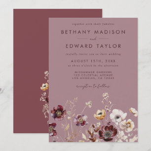 Dusty Rose Wildblume Wedding Einladung