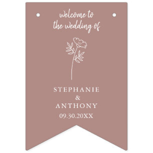Dusty Rose Wildblume Wedding Wimpelkette