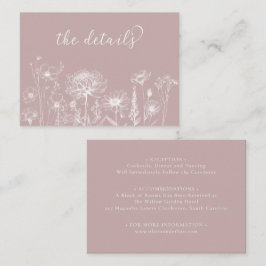 Dusty Rose Wildflower Details Card Wedding Insert