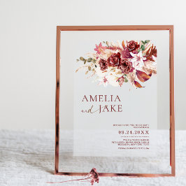 Dusty Rosewood & Burgundy Blush Floral Wedding  Acryleinladungen