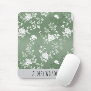 Dusty Sage Blumengrün Blume Grünmuster Mousepad