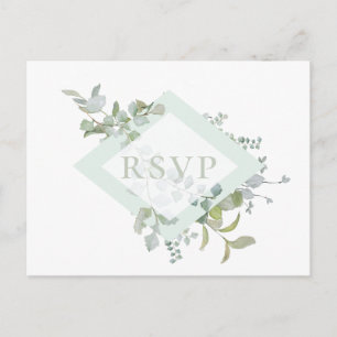 Dusty Sage Botanical Wedding RSVP Song Request Einladungspostkarte