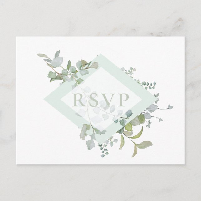 Dusty Sage Botanical Wedding RSVP Song Request Einladungspostkarte (Vorderseite)
