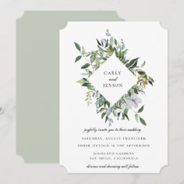 Dusty Sage botanische RahmenWedding Einladung