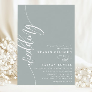 Dusty Sage Elegante Kalligrafie Script Hochzeit Einladung