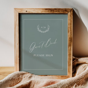 Dusty Sage Gästebuch Hochzeitstisch Schild Dekor