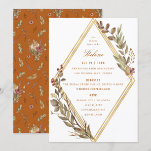 Dusty Sage Gold Diamond Rust Fall Brautparty Einladung
