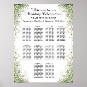 Dusty Sage Green Blume 10 Tische Hochzeitssitze Poster