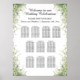 Dusty Sage Green Blume 10 Tische Hochzeitssitze Poster