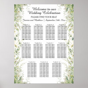 Dusty Sage Green Blume 11 Tische Hochzeitssitze Poster