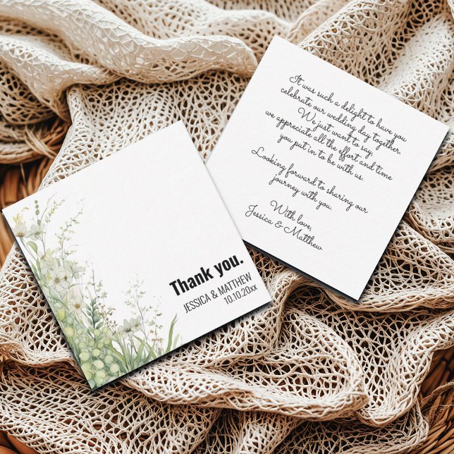 Dusty Sage Green Blume Hochzeit Danke-Card Mitteilungskarte (Von Creator hochgeladen)
