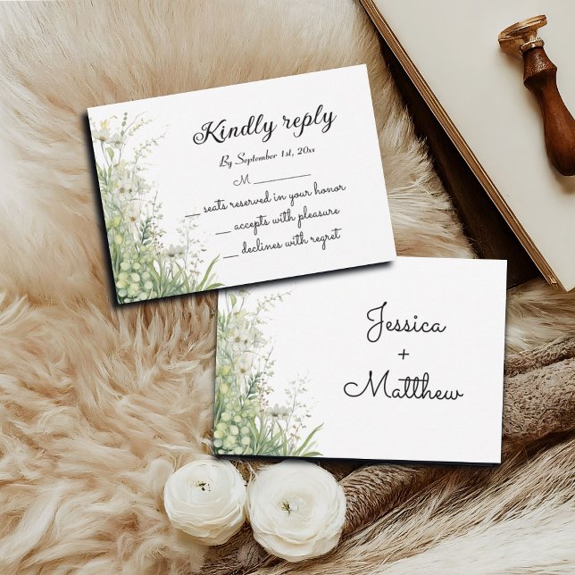 Dusty Sage Green Blume Hochzeit RSVP Karte (Von Creator hochgeladen)