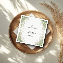 Dusty Sage Green Blume Hochzeit Serviette