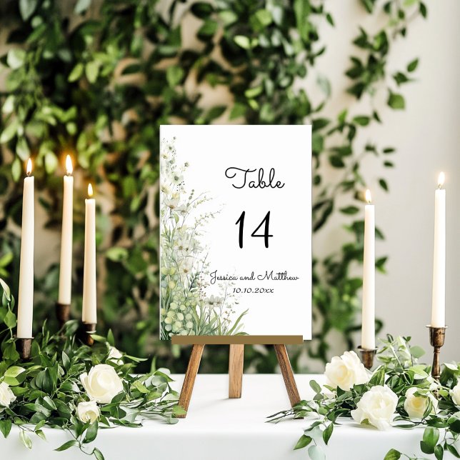 Dusty Sage Green Blume Hochzeit Tischnummer (Von Creator hochgeladen)