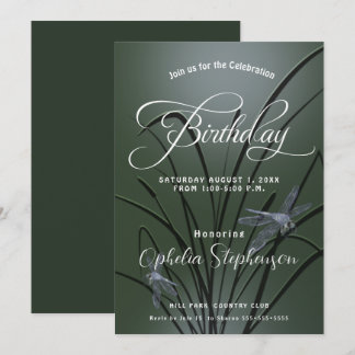 Dusty Sage Green Dragonfly Geburtstag Einladung