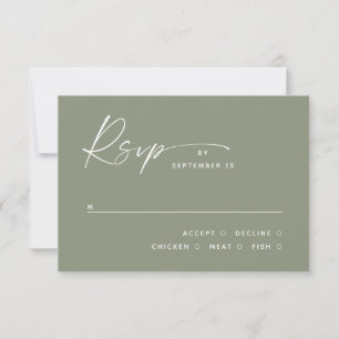 Dusty Sage Green Minimalistisch Wedding Wahl RSVP Karte