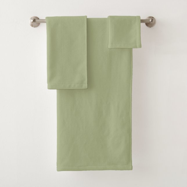 Dusty Sage Green Solid Color Badhandtuch Set (Insitu)
