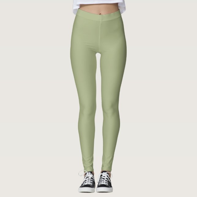 Dusty Sage Green Solid Color Leggings (Vorderseite)