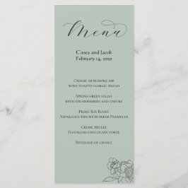 Dusty Sage Green Wedding Menu Menükarte
