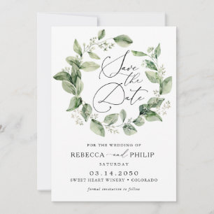 Dusty Sage Green Wedding speichert die Datumskarte Einladung