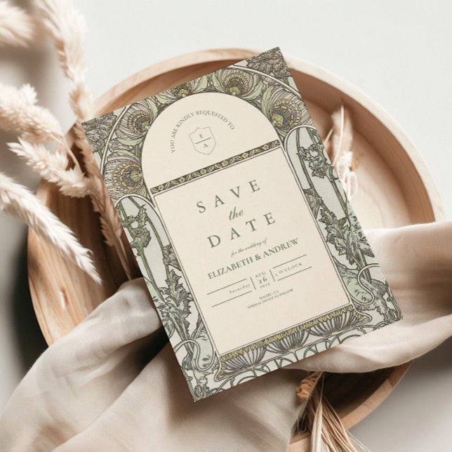 Dusty Sage Jugendstil Hochzeit Save The Date (Von Creator hochgeladen)